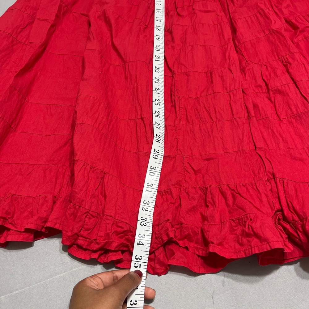 Travel Smith Red Cotton Tiered Boho Maxi Skirt Womens Size M Flowy - Picture 4 of 7